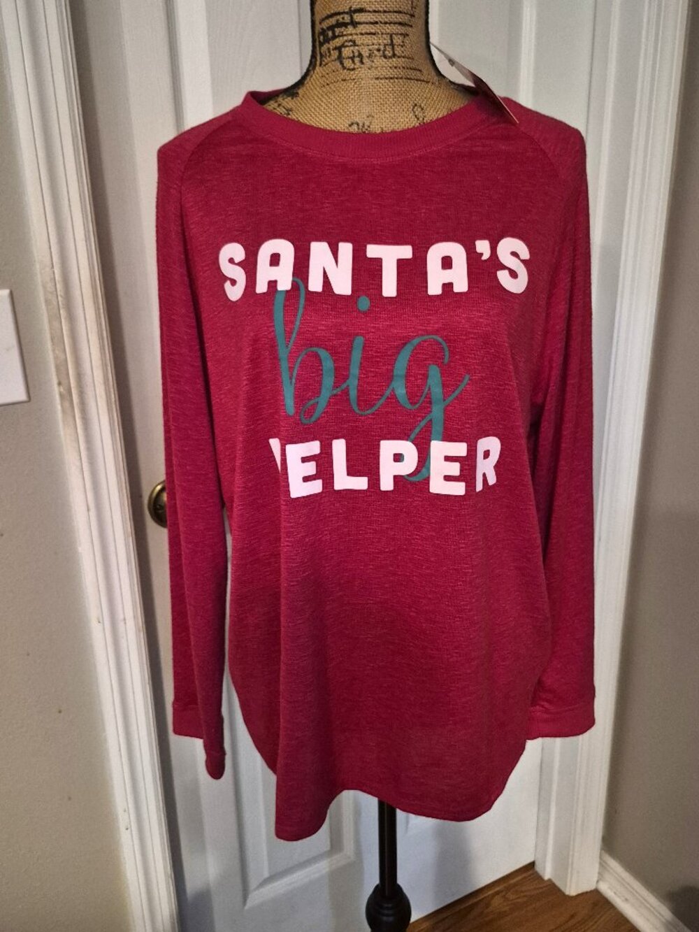 Derek Heart Red "Santa's Big Helper" Top